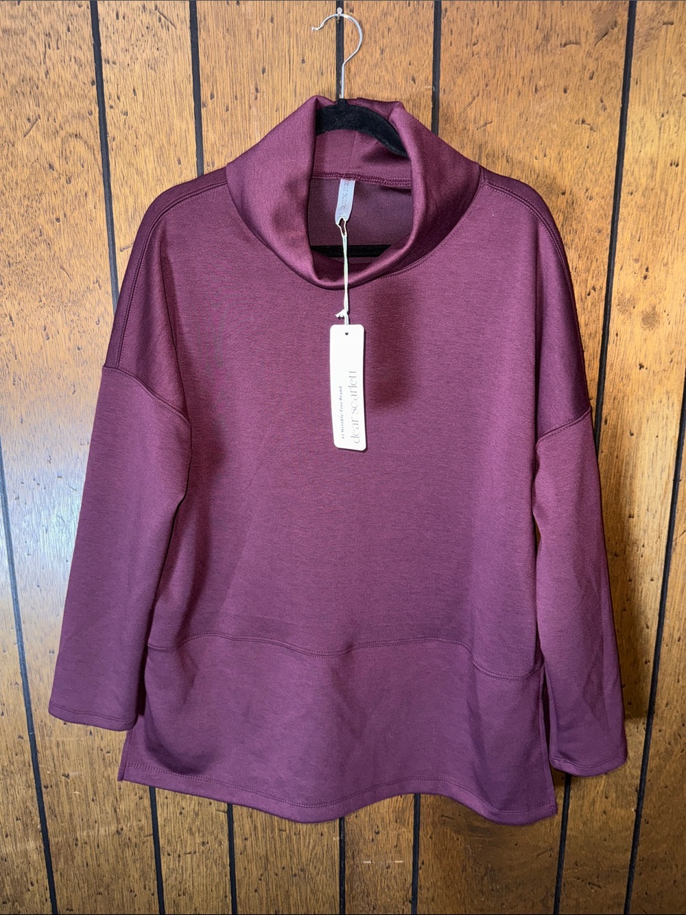 Relaxed Cowl Neck Sweater in Plum
